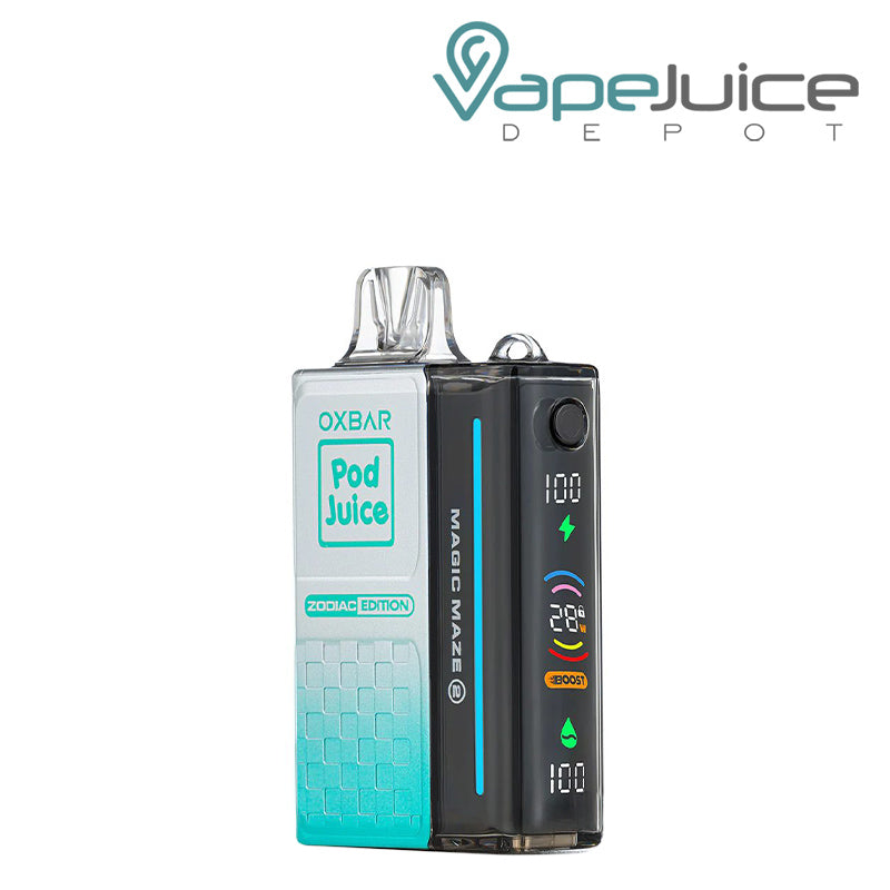 Clear Emerald OXBAR Magic Maze 2.0 Zero Nicotine Pod Juice 30K Disposable with Firing Button and Smart LED Screen - Vape Juice Depot