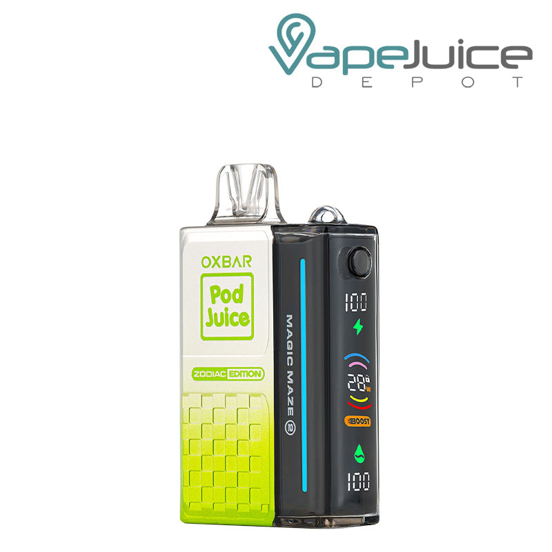 sour Apple Skitiz OXBAR Magic Maze 2.0 Zero Nicotine Pod Juice 30K Disposable with Firing Button and Smart LED Screen - Vape Juice Depot