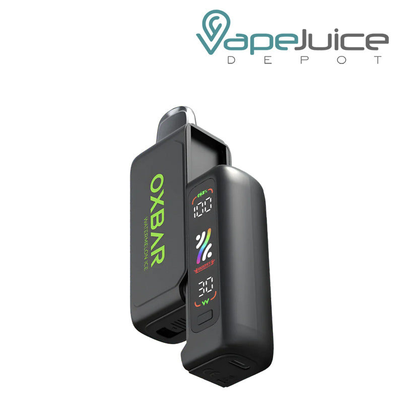 OXBAR x Pod Juice SVOPP 30000 Disposable Kit showing its battery disattached - Vape Juice Depot