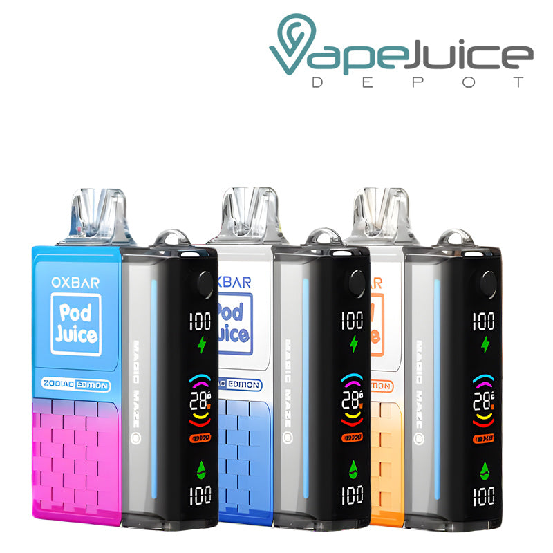 Three Flavors of OXBAR x Pod Juice Magic Maze 2.0 30K Disposable with Display Screen - Vape Juice Depot