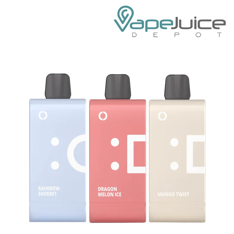 Three Flavors of Off Stamp SW16000 Disposable Pod next to each other - Vape Juice Depot