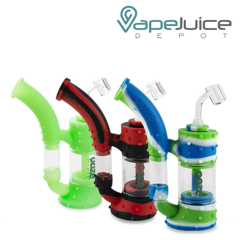 Three colors of Ooze Stack Pipe Silicone Bubbler - Vape Juice Depot