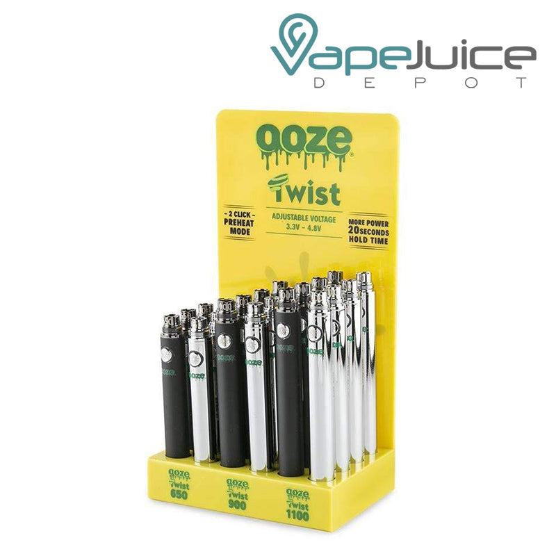 Side view of the box of  Ooze Twist Vape Battery Display - Vape Juice Depot