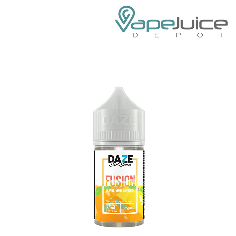 A 30ml bottle of Orange Yuzu Tangerine 7 Daze Fusion Salt - Vape Juice Depot