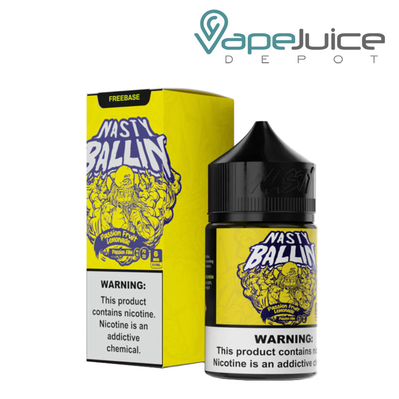 A box of Passion Killa Nasty Juice with a warning sign and a 60ml bottle next to it - Vape Juice Depot