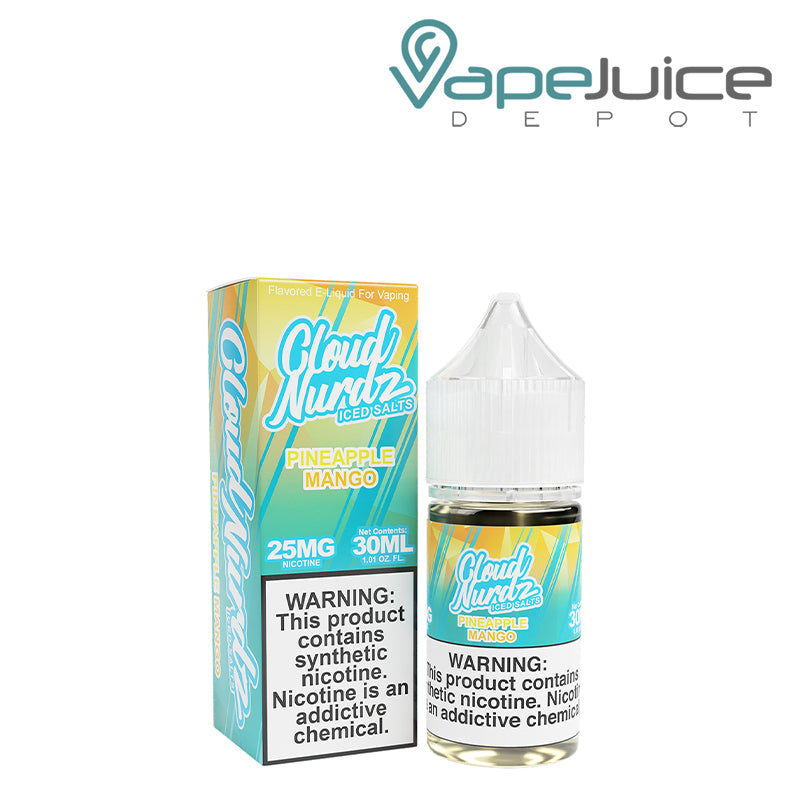 A Box of Pineapple Mango Ice TFN Salts Cloud Nurdz and a 30ml Bottle next to it - Vape Juice Depot