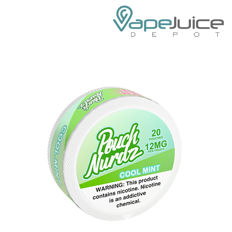 A 12mg Pouch Nurdz Cool Mint Nicotine Pouches with a warning sign - Vape Juice Depot