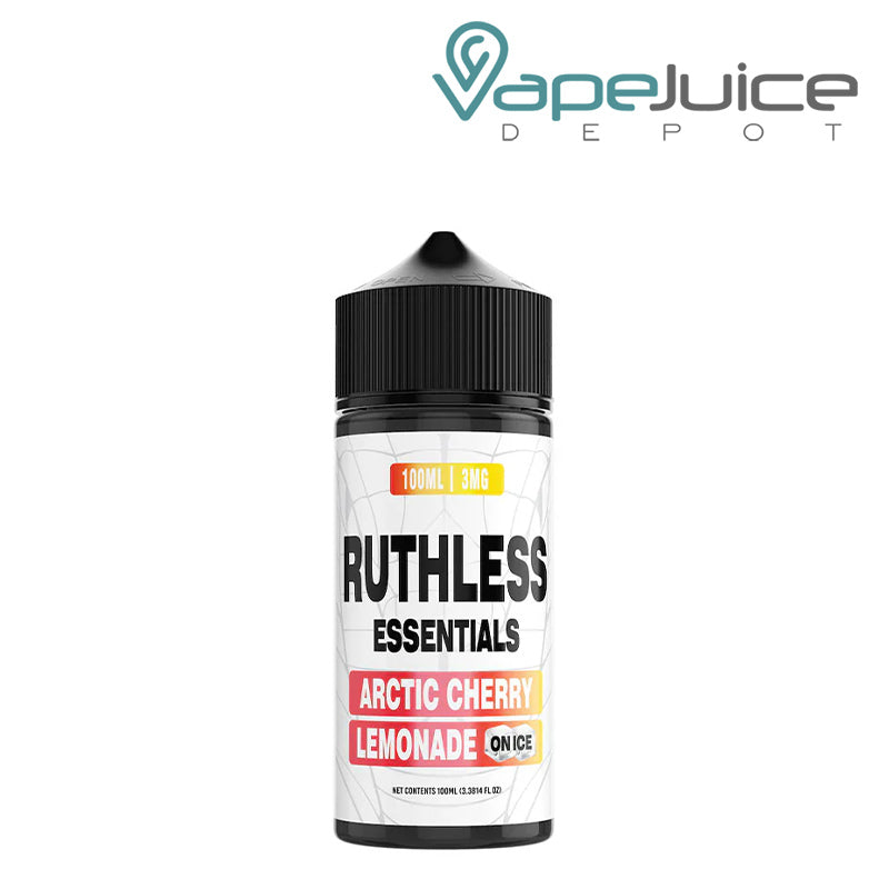 A 100ml bottle of Arctic Cherry On Ice Ruthless Esentials Edition - Vape Juice Depot