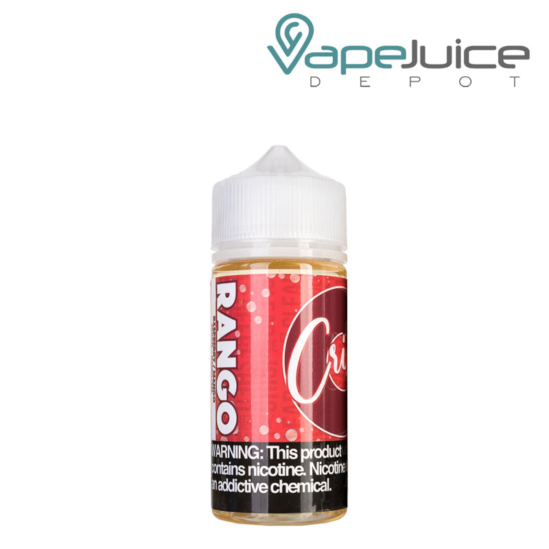 A 100ml bottle of Rango CRISP eLiquid with a warning sign - Vape Juice Depot