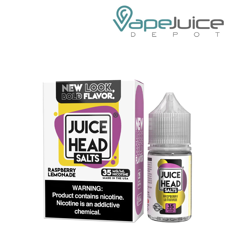 A Box of Raspberry Lemonade Raspberry Lemonade ZTN Salts Juice Head with a warning sign and a 30ml bottle next to it - Vape Juice Depot