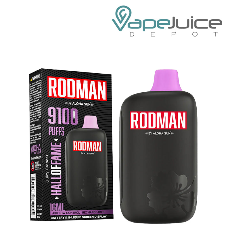 A Box of Aloha Sun Rodman 9100 Disposable and a device next to it - Vape Juice Depot