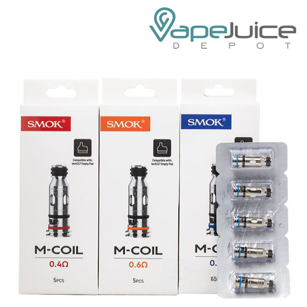 A Box of SMOK M Series Replacement Coils and pack of coils next to it - Vape Juice Depot