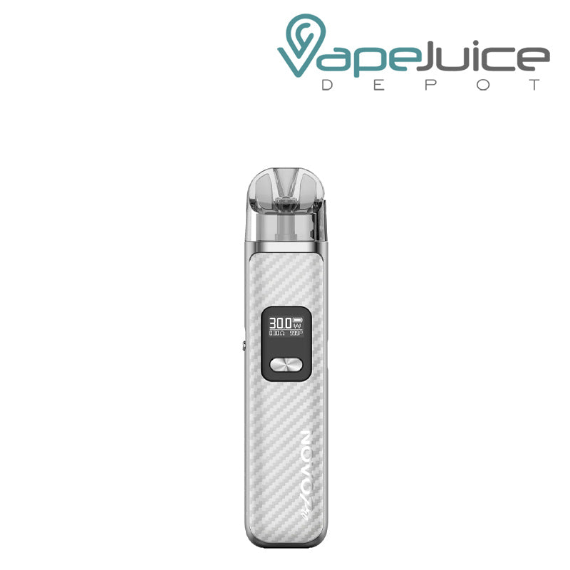 Silver Carbon Fiber SMOK Novo Pro Pod Kit with adjustment button - Vape Juice Depot