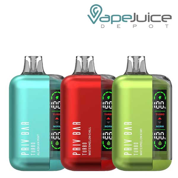 Three Flavors of SMOK Priv Bar Turbo 15K Disposable with display screen - Vape Juice Depot