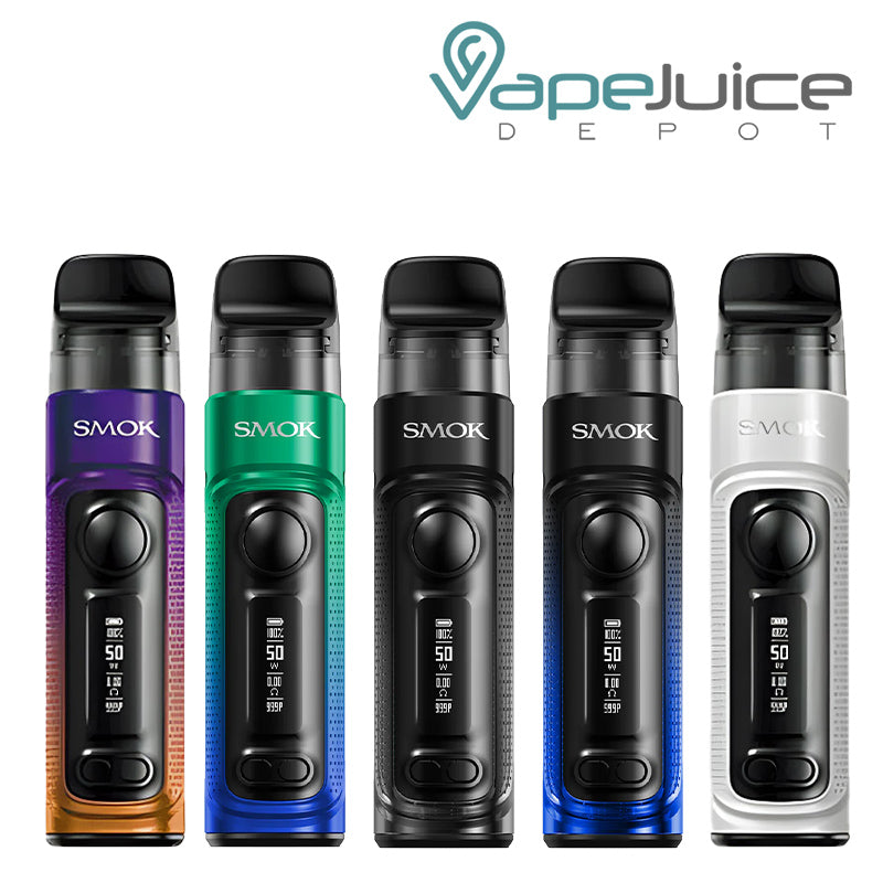 Five colors of SMOK RPM C Pod Kit with an OLED Screen - Vape Juice Depot