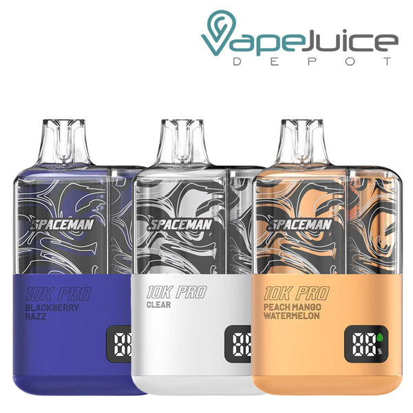 Three Flavors of SMOK Spaceman 10K Pro Disposable with Display Screen - Vape Juice Depot
