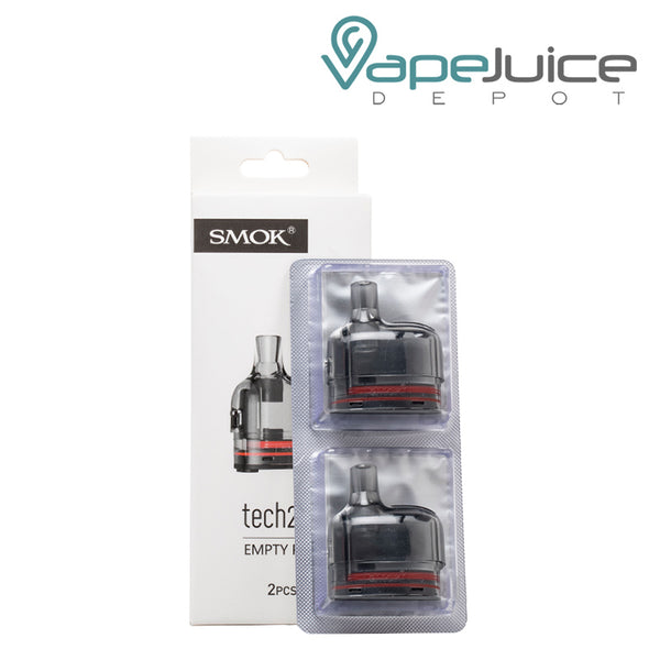 A Box of SMOK Tech247 Replacement Pods and two pods in the pack - Vape Juice Depot