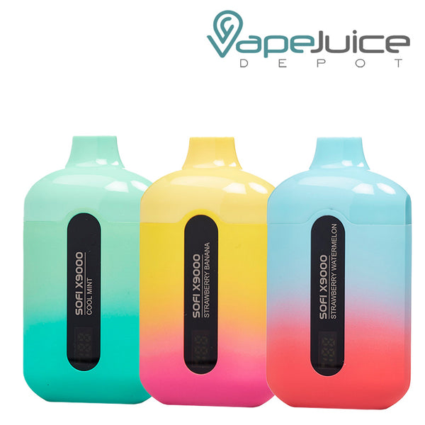 Three Flavors of SOFI X9000 Zero Nicotine Disposable - Vape Juice Depot