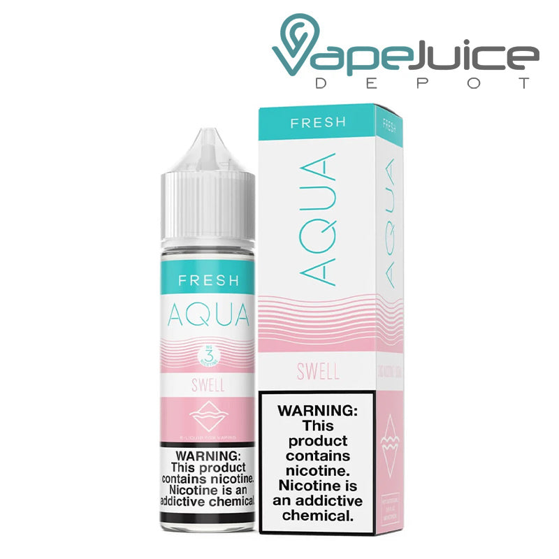 A 60ml bottle of SWELL AQUA Fresh eLiquid and a box next to it - Vape Juice Depot