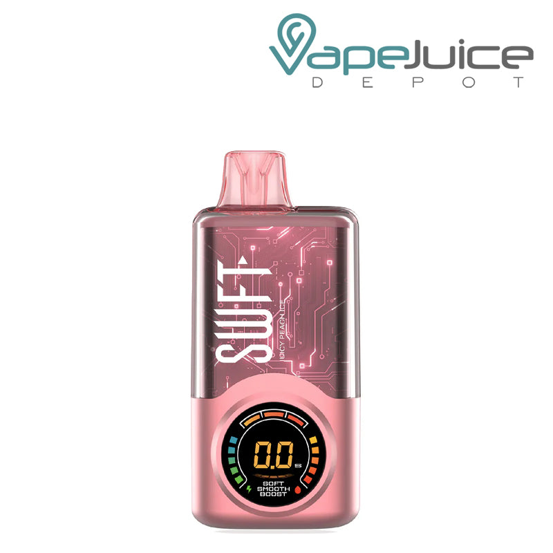 Juicey Peach Ice SWFT Meta 30K Disposable with its display screen - Vape Juice Depot