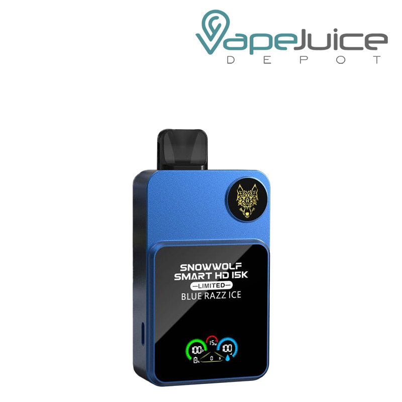 Blue Razz Ice Snowwolf Smart HD 15K Disposable Vape with display screen - Vape Juice Depot