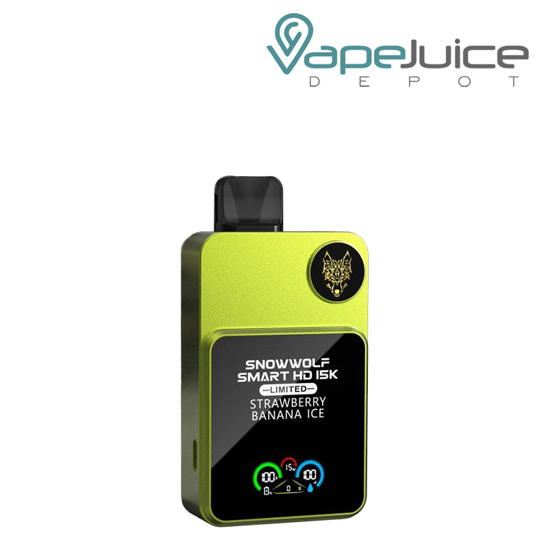 Strawberry Banana Ice Snowwolf Smart HD 15K Disposable Vape with display screen - Vape Juice Depot