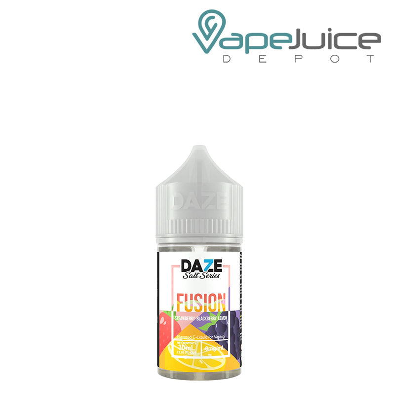 A 30ml bottle of Strawberry Blackberry Lemon 7 Daze Fusion Salt - Vape Juice Depot