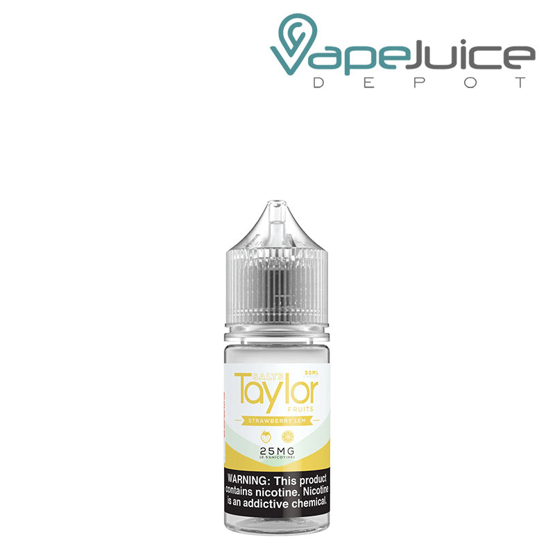 A 30ml bottle of Strawberry Lem Taylor Salts with a warning sign - Vape Juice Depot