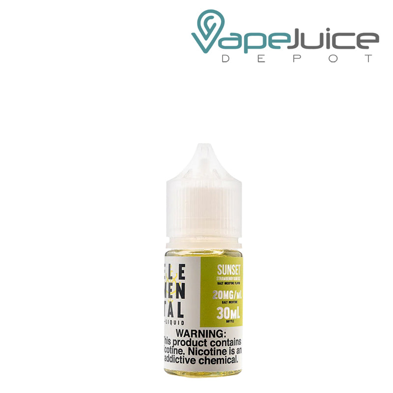 A 30ml bottle of Sunset Salt Elemental E-Liquid with a warning sign - Vape Juice Depot