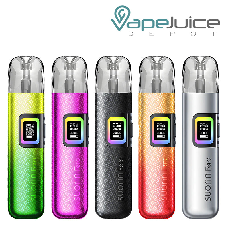 Five Colors of Suorin Fero Pod System with display screen - Vape Juice Depot