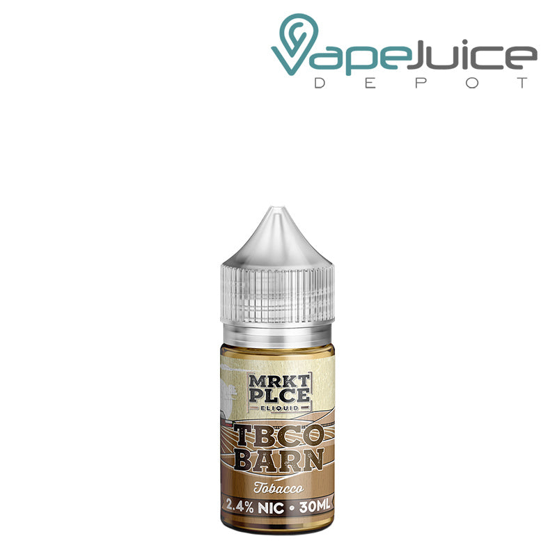 A 30ml bottle of TBCO Barn Tobacco MRKTPLCE Salt - Vape Juice Depot