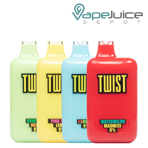 Four flavors of TWIST 6000 ZERO Nicotine Disposable - Vape Juice Depot