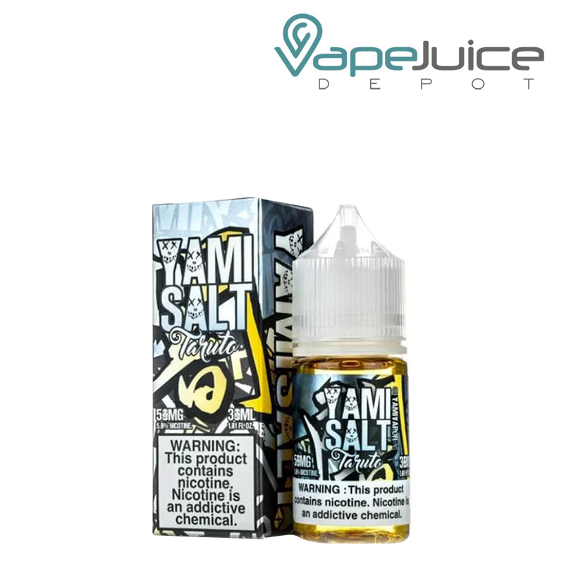 A box of Taruto Yami Salt and a 30ml bottle with a warning sign next to it - Vape Juice Depot