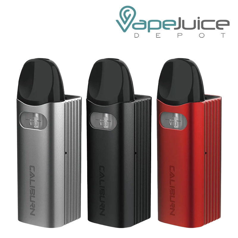 Three colors of UWELL Caliburn AZ3 Pod System - Vape Juice Depot