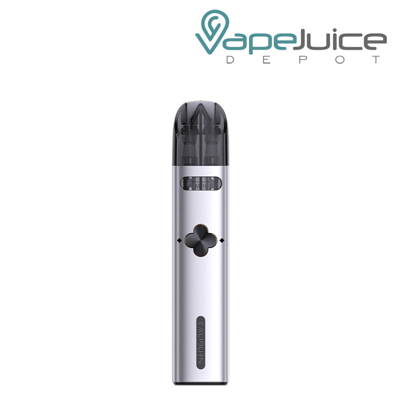 Silver UWELL Caliburn Explorer Pod Kit with a firing button - Vape Juice Depot