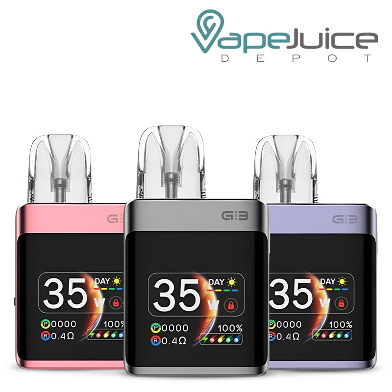 Three Colors of UWELL Caliburn G3 Pro Koko Pod System with display screen - Vape Juice Depot