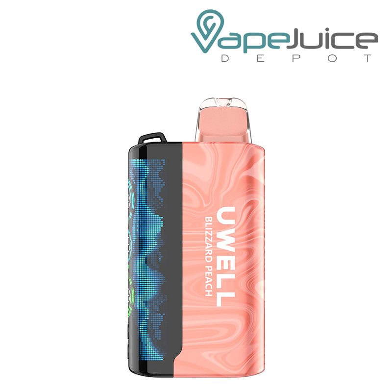 A blizzard peach Uwell Koko 60k disposable with a 3D curved display screen - Vape Juice Depot