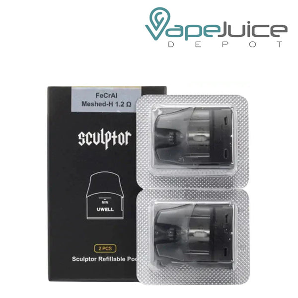 A box of UWELL Sculptor Replacement Pod and a two-pack next to it - Vape Juice Depot