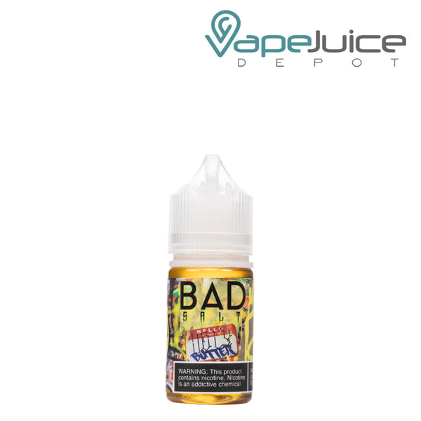 A 30ml bottle of Ugly Butter Bad Drip Salts with a warning sign - Vape Juice Depot