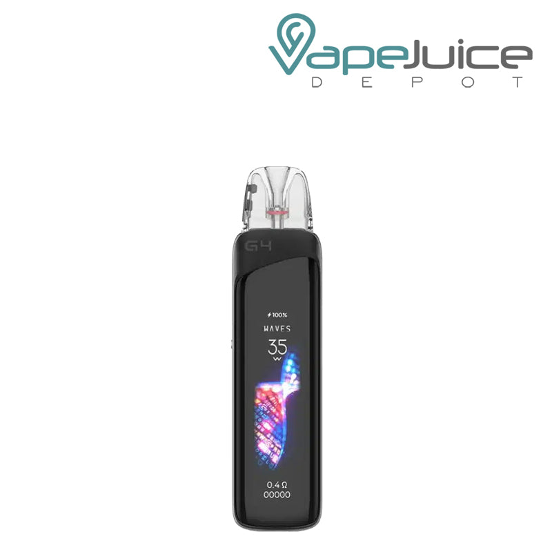 Uwell Caliburn G4 pod system in Stripe Black displayed - Vape Juice Depot