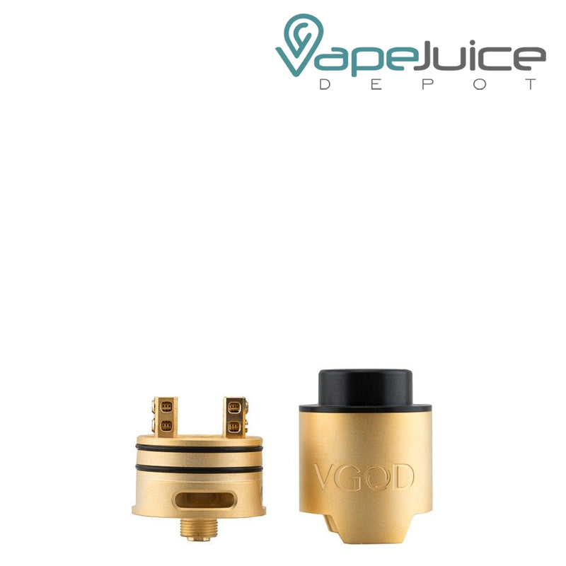 Detailed view of Gold VGOD PRO Drip RDA - Vape Juice Depot