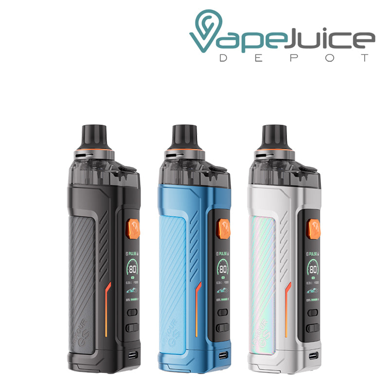 Three Colors of Vaporesso Armour GS Kit with Firing button and display screen   - Vape Juice Depot