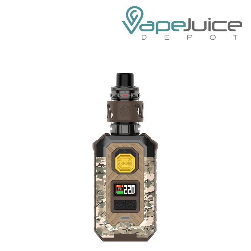 Camo Brown Vaporesso Armour MAX Kit with display screen and adjustment buttons - Vape Juice Depot