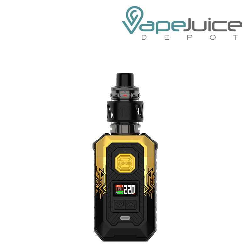 Cyber Gold Vaporesso Armour MAX Kit with display screen and adjustment buttons - Vape Juice Depot