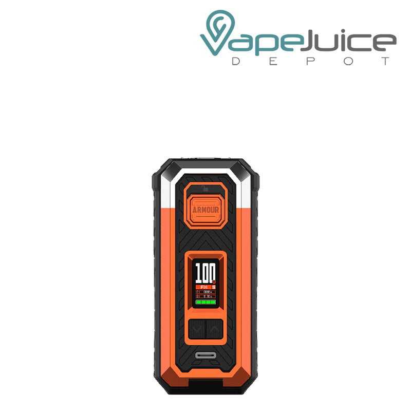 Orange Vaporesso Armour S Box Mod with display screen and adjustment buttons - Vape Juice Depot