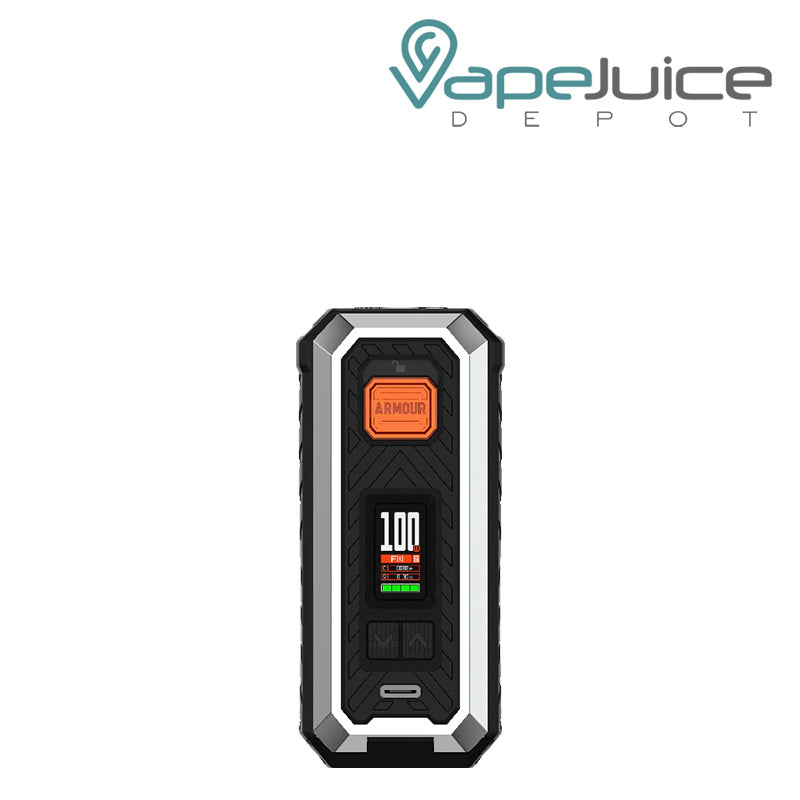 Silver Vaporesso Armour S Box Mod with display screen and adjustment buttons - Vape Juice Depot