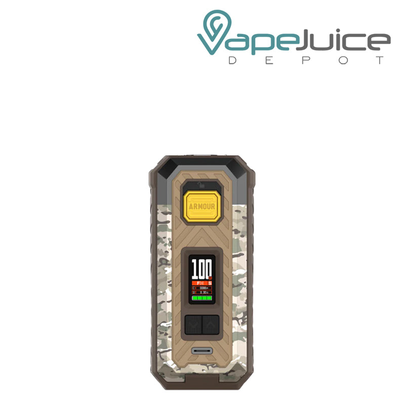 Camo Brown Vaporesso Armour S Box Mod with display screen and adjustment buttons - Vape Juice Depot