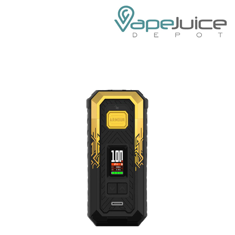 Cyber Gold Vaporesso Armour S Box Mod with display screen and adjustment buttons - Vape Juice Depot