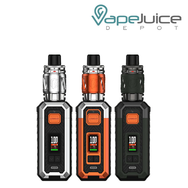 Three Colors of Vaporesso Armour S Mod Kit  with display screen and adjustment buttons - Vape Juice Depot