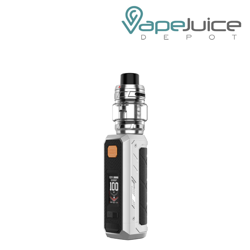 Titanium Silver Vaporesso Armour Ultra Box Kit with buttons and display screen - Vape Juice Depot